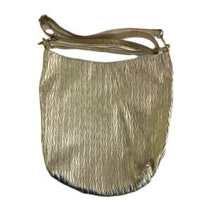 HOBO International Gold Sheepskin Leather Hobo Shoulder Bag Textured Large Boho